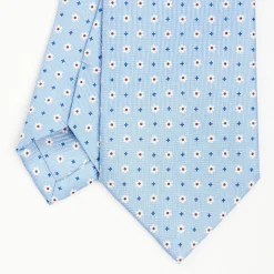 Light Blue Sartorial Classic Silk Tie - Small Flower Pattern