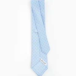 Light Blue Sartorial Classic Silk Tie - Small Flower Pattern