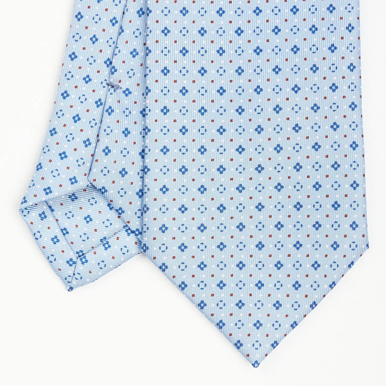 Light Blue Sartorial Classic Silk Tie - Small Flower Pattern