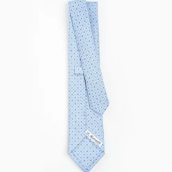 Light Blue Sartorial Classic Silk Tie - Small Flower Pattern