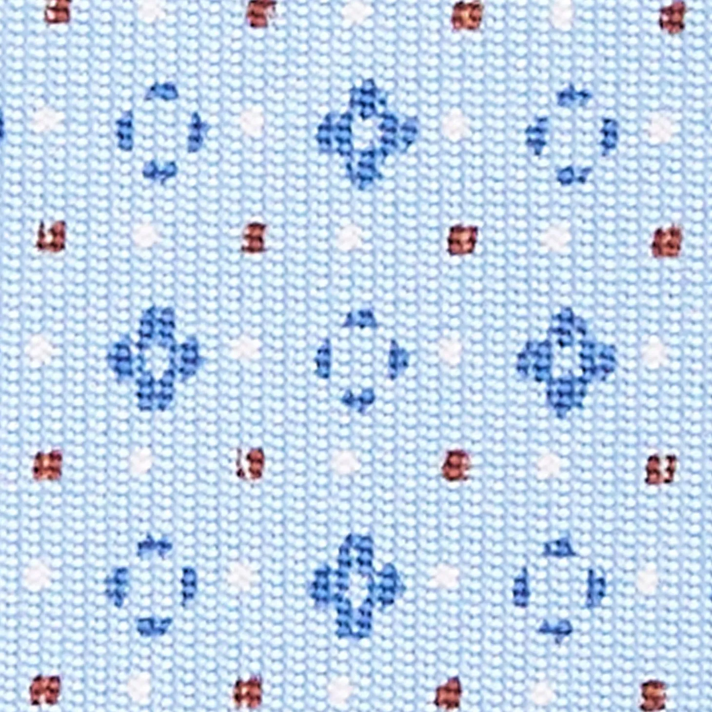 Light Blue Sartorial Classic Silk Tie - Small Flower Pattern