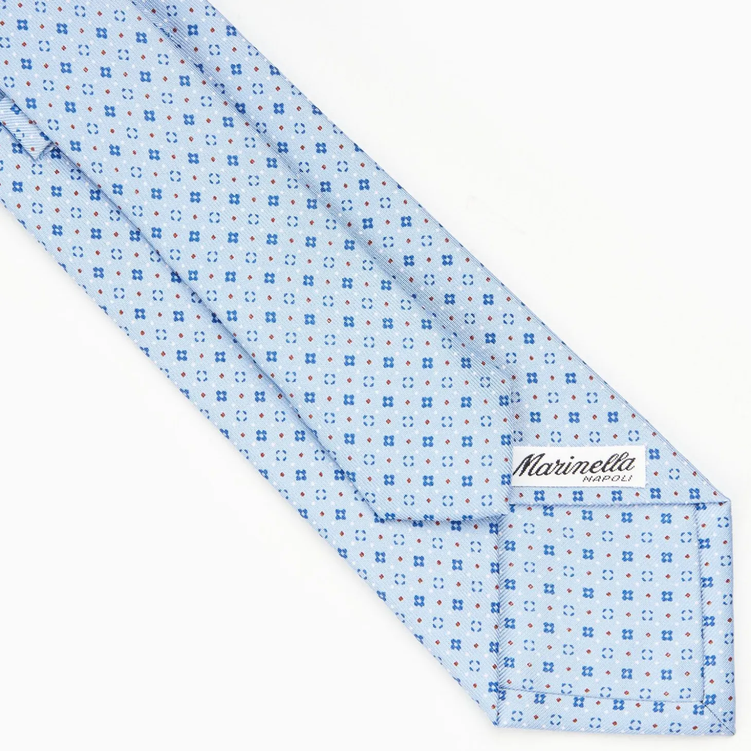 Light Blue Sartorial Classic Silk Tie - Small Flower Pattern