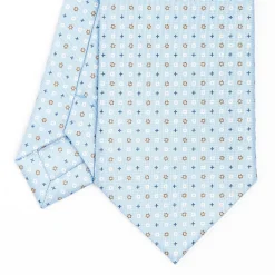 Light Blue Sartorial Classic Silk Tie - Small Flower Designs