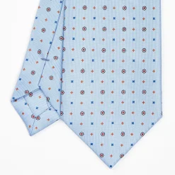 Light Blue Sartorial Classic Silk Tie - Small Flower Designs
