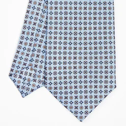 Light Blue Sartorial Classic Silk Tie - Small Flower Designs