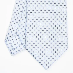 Light Blue Sartorial Classic Silk Tie - Small Flower Designs
