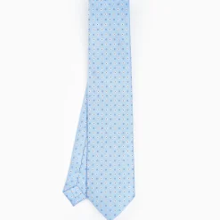 Light Blue Sartorial Classic Silk Tie - Small Flower Designs