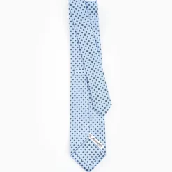 Light Blue Sartorial Classic Silk Tie - Small Flower Pattern