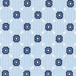Light Blue Sartorial Classic Silk Tie - Small Flower Pattern