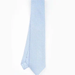Light Blue Sartorial Classic Silk Tie - Small Flower Pattern