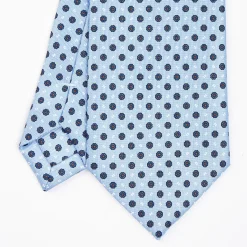 Light Blue Sartorial Classic Silk Tie - Small Flower Pattern