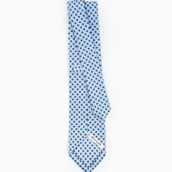 Light Blue Sartorial Classic Silk Tie - Small Flower Pattern
