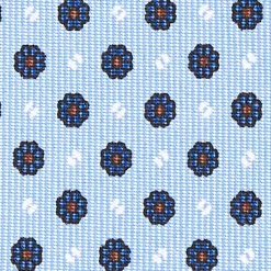 Light Blue Sartorial Classic Silk Tie - Small Flower Pattern