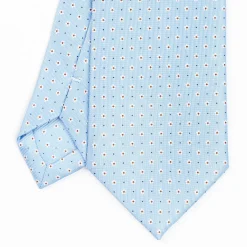 Light Blue Sartorial Classic Silk Tie - Small Flower Pattern
