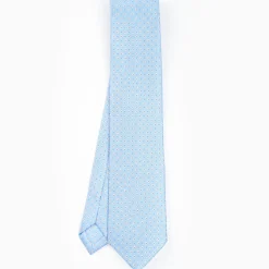 Light Blue Sartorial Classic Silk Tie - Small Flower Pattern