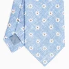 Light Blue Sartorial Cotton And Silk Tie Large Flower Pattern