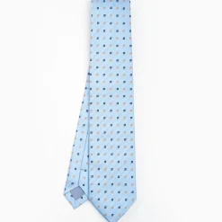 Light Blue Sartorial Jacquard Silk Tie - Small Flower Designs