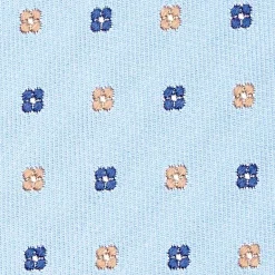 Light Blue Sartorial Jacquard Silk Tie - Small Flower Designs