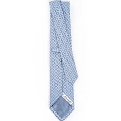 Light Blue Sartorial Jacquard Silk Tie - Small Geometric Pattern