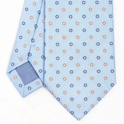 Light Blue Sartorial Jacquard Silk Tie - Small Flower Designs