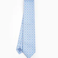 Light Blue Sartorial Jacquard Silk Tie - Small Flower Designs