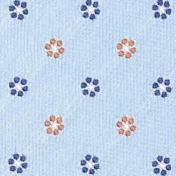 Light Blue Sartorial Jacquard Silk Tie - Small Flower Designs