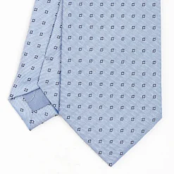 Light Blue Sartorial Jacquard Silk Tie - Small Flower Designs
