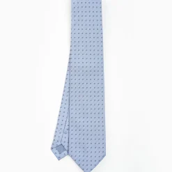 Light Blue Sartorial Jacquard Silk Tie - Small Flower Designs