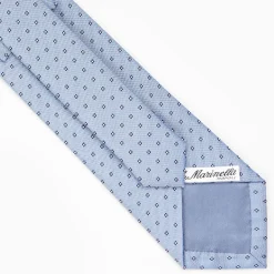 Light Blue Sartorial Jacquard Silk Tie - Small Flower Designs