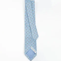 Light Blue Sartorial Linen Tie - Large Geometric Pattern