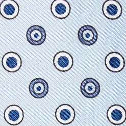 Light Blue Silk Bowtie To Self-Tie Small Geometric Pattern