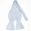 Light Blue Silk Bowtie To Self-Tie - Small Flower Pattern