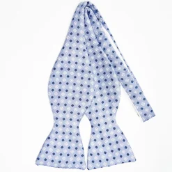 Light Blue Silk Bowtie To Self-Tie Small Flower Pattern