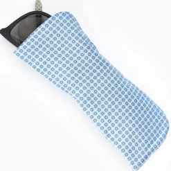 Light Blue Silk Glasses Case