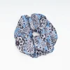 Light Blue Silk Scrunchie With Paisley Patterns