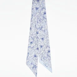 Light Blue Silk Twilly Floral Pattern