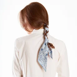 Light Blue Silk Twilly Floral Pattern