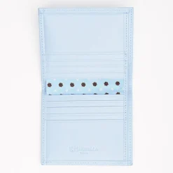 Light Blue Small Wallet In Silk And Leather