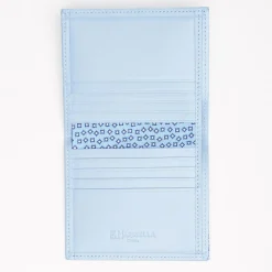Light Blue Small Wallet In Silk And Leather