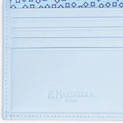 Light Blue Small Wallet In Silk And Leather