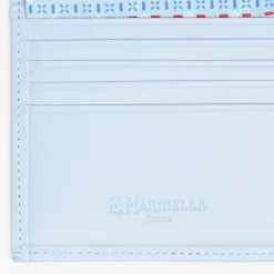 Light Blue Small Wallet In Silk And Leather