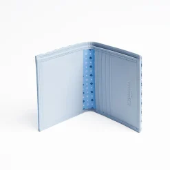 Light Blue Small Wallet In Silk And Leather