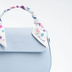 Light Blue Smooth Leather Cleo Bag