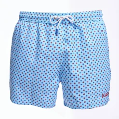 Light Blue Swim Short - Small Flower Pattern