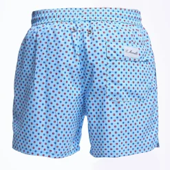 Light Blue Swim Short - Small Flower Pattern