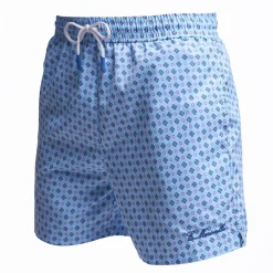 Light Blue Swim Short - Small Flower Pattern