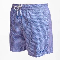 Light Blue Swim Short Small Flower Pattern
