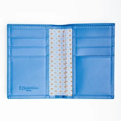 Light Blue Vertical Wallet In Silk And Leather