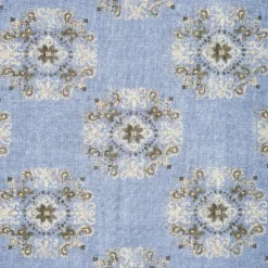 Light Blue Wool Stole With Floral Decorations