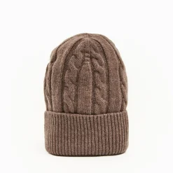 Light Brown Cashmere Braid Beanie